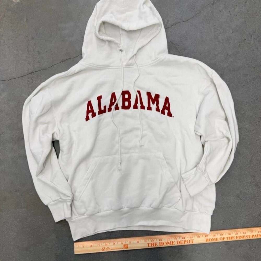 MV Sport Alabama Crimson Tide Arched Logo Pullover Hoodie White L